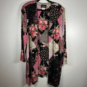 John Roberts | Women’s vintage floral lace patchwork whimsy cardigan duster